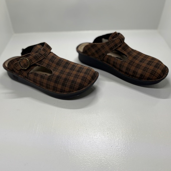Women’s Alegría Brown Plaid Fur Sherpa Lined Leather Mules size 42 US 11 men 9 - Picture 2 of 10